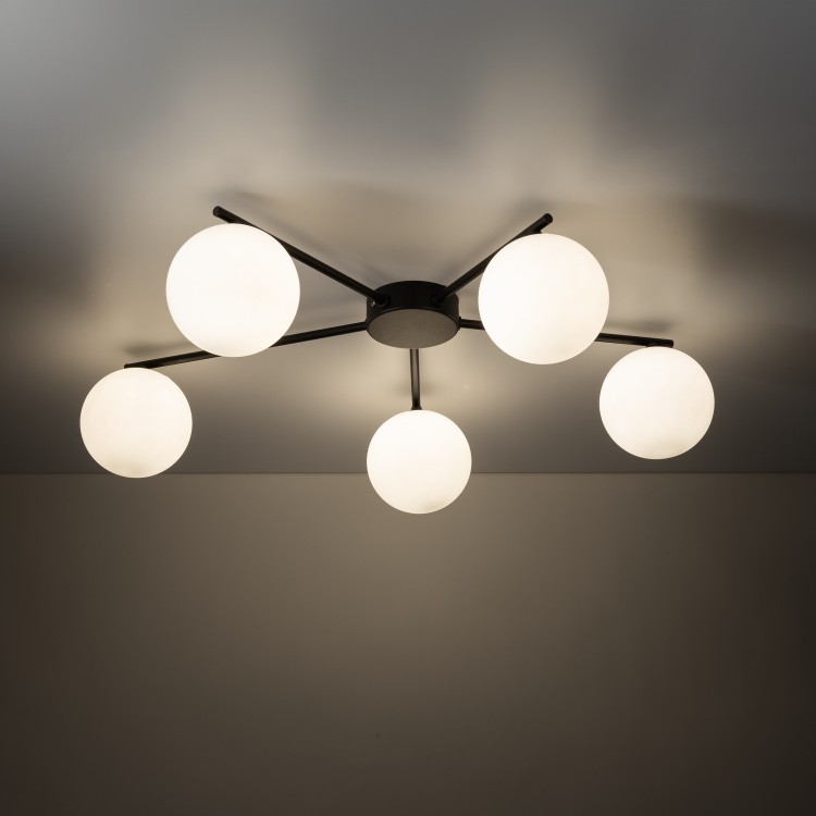 ELTON BLACK Lampa sufitowa 5 10262 TK Lighting Czarny Biały