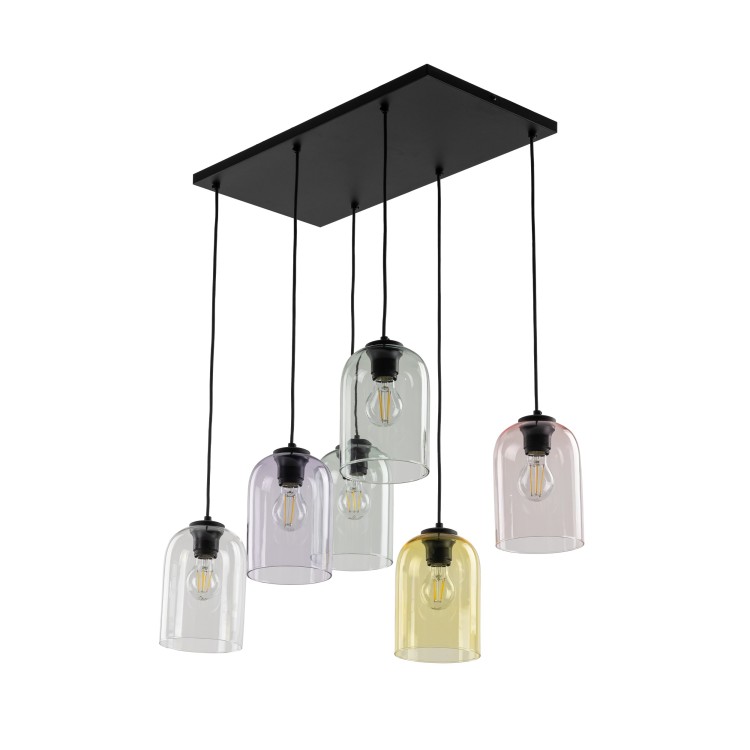 MOLLY Lampa wisząca 6 10302 TK Lighting Czarny Żółty, Transparentny, Różowy, Zielony, Fioletowy