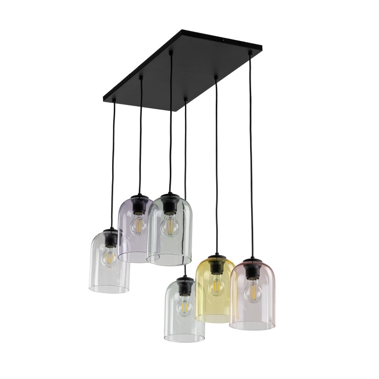 MOLLY Lampa wisząca 6 10302 TK Lighting Czarny Żółty, Transparentny, Różowy, Zielony, Fioletowy