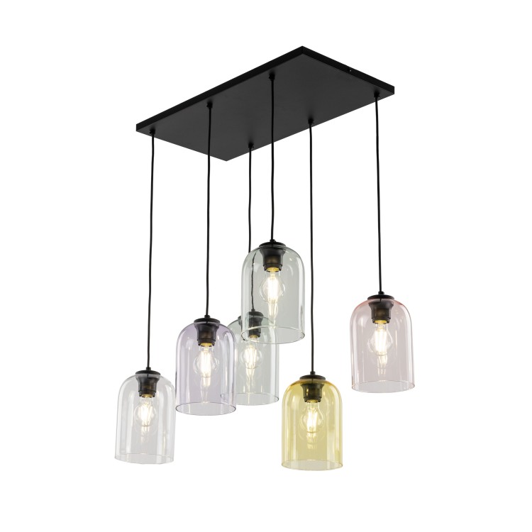 MOLLY Lampa wisząca 6 10302 TK Lighting Czarny Żółty, Transparentny, Różowy, Zielony, Fioletowy
