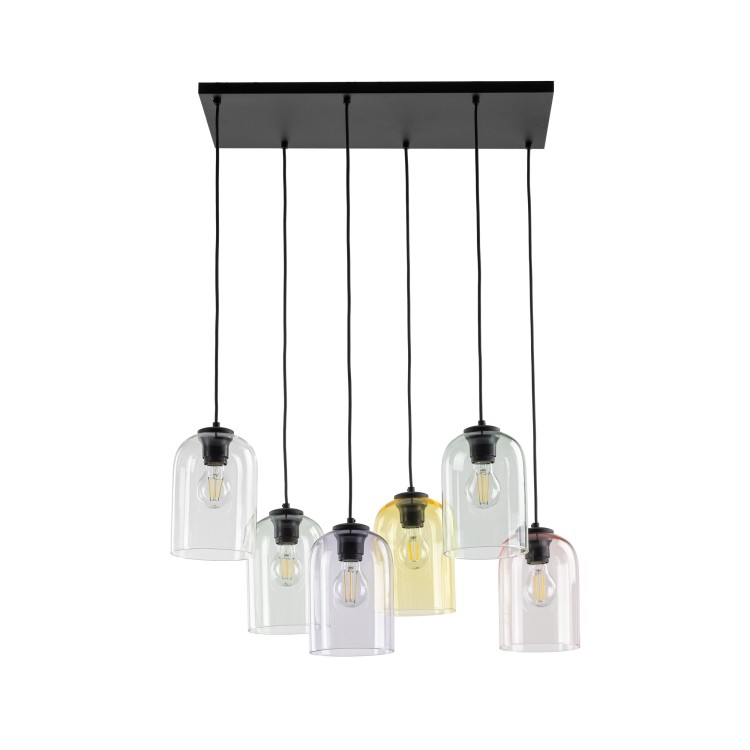 MOLLY Lampa wisząca 6 10302 TK Lighting Czarny Żółty, Transparentny, Różowy, Zielony, Fioletowy