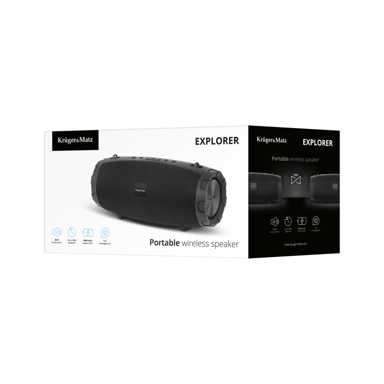 Głośnik Bluetooth USB AUX TWS microSD EXPLORER KM0552 Kruger&Matz Przenośny bezprzewodowy czarny