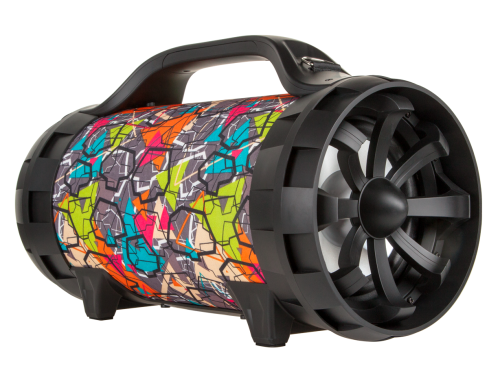 Głośnik Bluetooth USB AUX FM microSD KOM0944 Rebel Music Przenośny bezprzewodowy MP3 Radio Karaoke Mikrofon czarny z kolorowym kamuflażem
