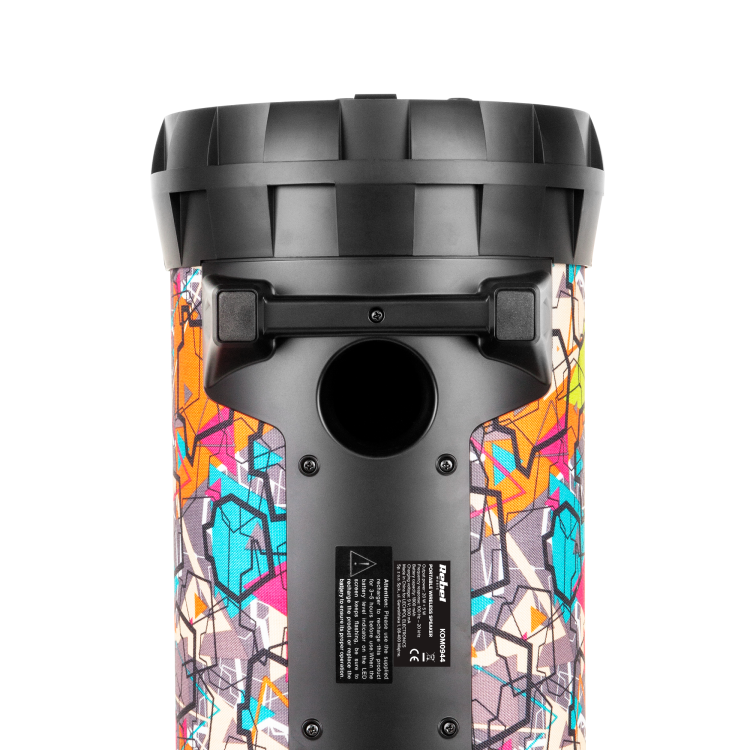 Głośnik Bluetooth USB AUX FM microSD KOM0944 Rebel Music Przenośny bezprzewodowy MP3 Radio Karaoke Mikrofon czarny z kolorowym kamuflażem