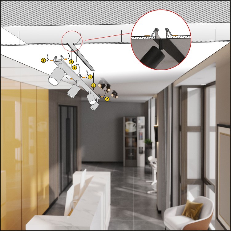 NEX BLACK 4XGU10 Lampa sufitowa podtynkowa 10801 TK Lighting Czarny Czarny
