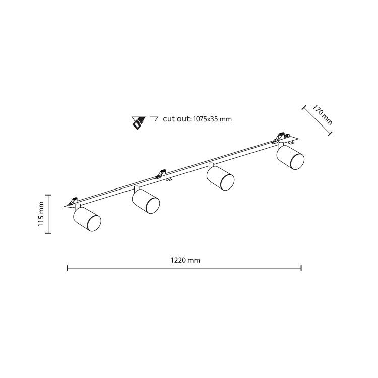 NEX WHITE 4XGU10 Lampa sufitowa podtynkowa 10805 TK Lighting Biały Biały