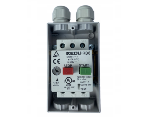 Wyłącznik termiczny RB6 w obudowie IP54 KEDU RB6 6,3-10A Promotor do silnika