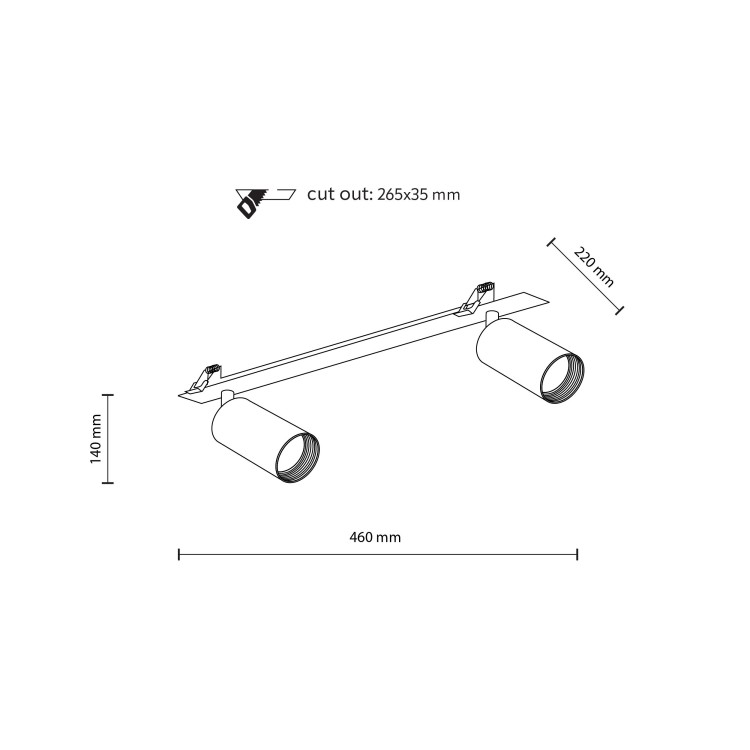 AMIS WHITE 2XGU10 podtynkowy 10811 TK Lighting Biały, Złoty Biały