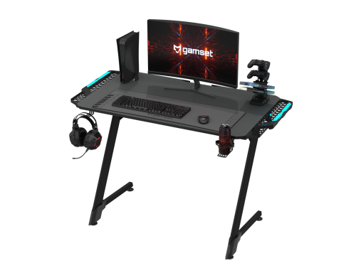 Biurko gamingowe SNAKE 1.0 EKGS8112 GAMSET dla dziecka i dorosłego do grania pracy szkoły lekcji ergonomia ergonomiczne Podświetlane z podświetleniem LED stół gamingowy