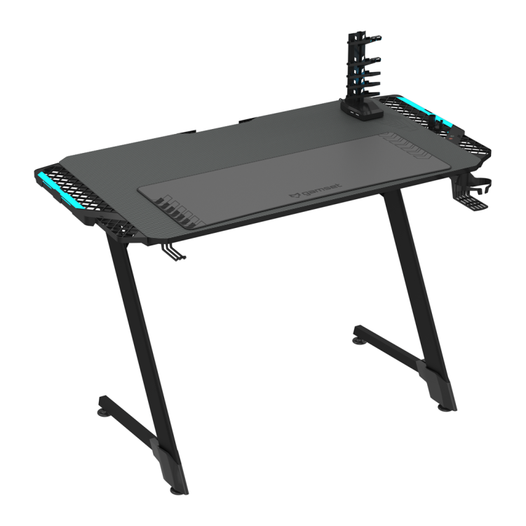 Biurko gamingowe SNAKE 1.0 EKGS8112 GAMSET dla dziecka i dorosłego do grania pracy szkoły lekcji ergonomia ergonomiczne Podświetlane z podświetleniem LED stół gamingowy