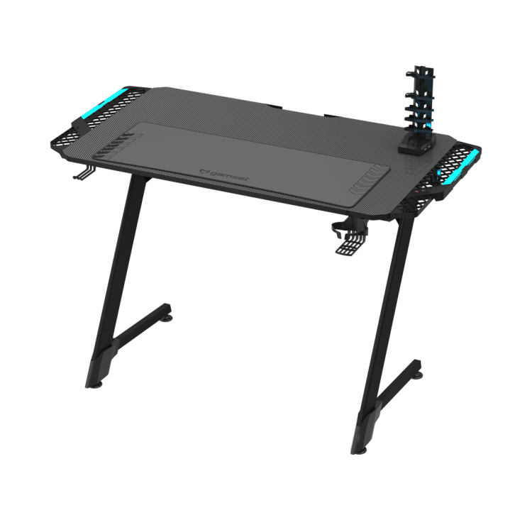 Biurko gamingowe SNAKE 1.0 EKGS8112 GAMSET dla dziecka i dorosłego do grania pracy szkoły lekcji ergonomia ergonomiczne Podświetlane z podświetleniem LED stół gamingowy