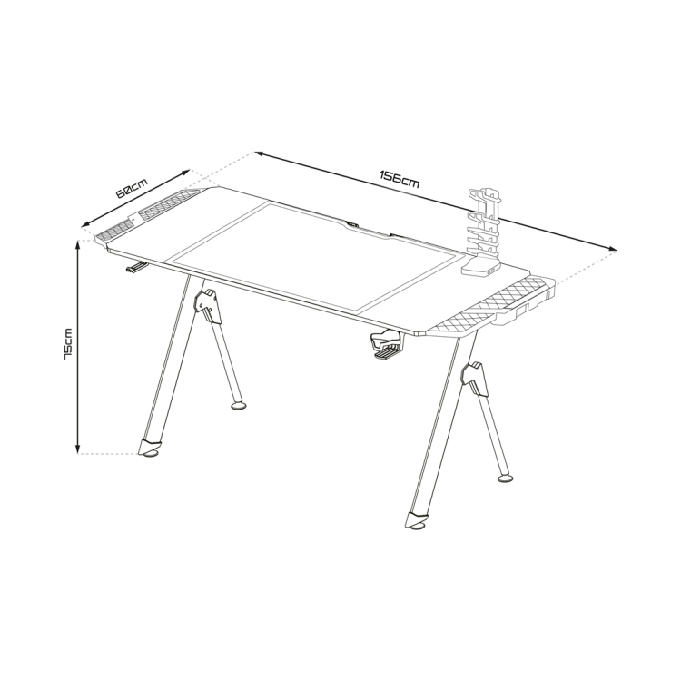 Biurko gamingowe SNAKE 1.4 EKGS8113 GAMSET dla dziecka i dorosłego do grania pracy szkoły lekcji ergonomia ergonomiczne szerokie Podświetlane z podświetleniem LED stół gamingowy
