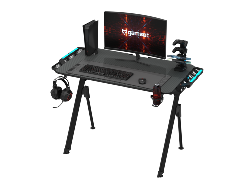 Biurko gamingowe FALCON 1.0 EKGS8110 GAMSET dla dziecka i dorosłego do grania pracy szkoły lekcji ergonomia ergonomiczne Podświetlane z podświetleniem LED stół gamingowy