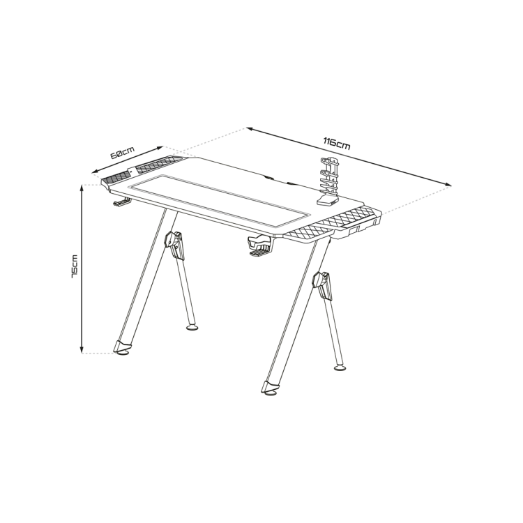 Biurko gamingowe FALCON 1.0 EKGS8110 GAMSET dla dziecka i dorosłego do grania pracy szkoły lekcji ergonomia ergonomiczne Podświetlane z podświetleniem LED stół gamingowy