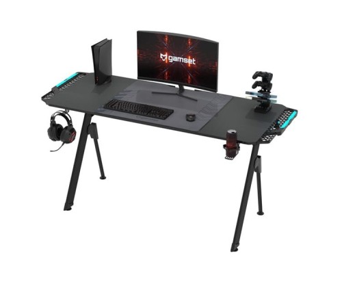 Biurko gamingowe FALCON 1.4 EKGS8111 GAMSET dla dziecka i dorosłego do grania pracy szkoły lekcji ergonomia ergonomiczne szerokie Podświetlane z podświetleniem LED stół gamingowy