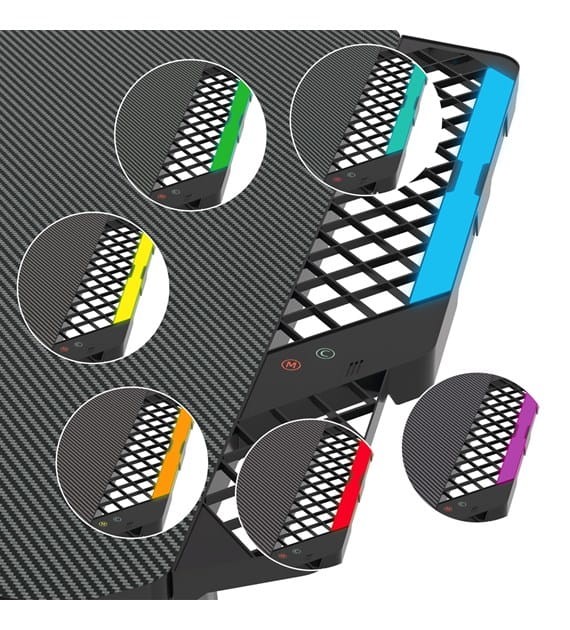 Biurko gamingowe FALCON 1.4 EKGS8111 GAMSET dla dziecka i dorosłego do grania pracy szkoły lekcji ergonomia ergonomiczne szerokie Podświetlane z podświetleniem LED stół gamingowy