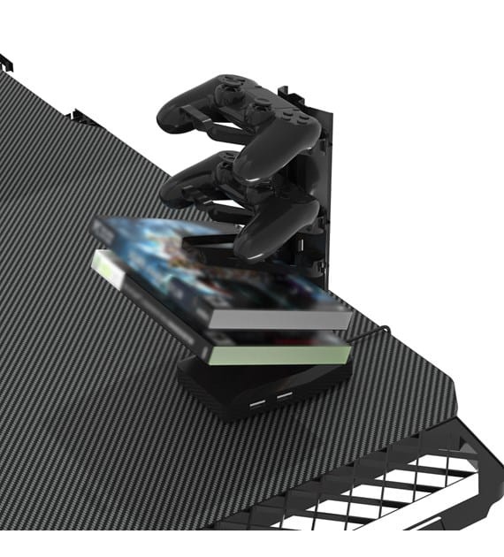 Biurko gamingowe FALCON 1.4 EKGS8111 GAMSET dla dziecka i dorosłego do grania pracy szkoły lekcji ergonomia ergonomiczne szerokie Podświetlane z podświetleniem LED stół gamingowy