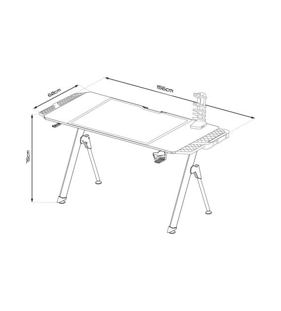 Biurko gamingowe FALCON 1.4 EKGS8111 GAMSET dla dziecka i dorosłego do grania pracy szkoły lekcji ergonomia ergonomiczne szerokie Podświetlane z podświetleniem LED stół gamingowy