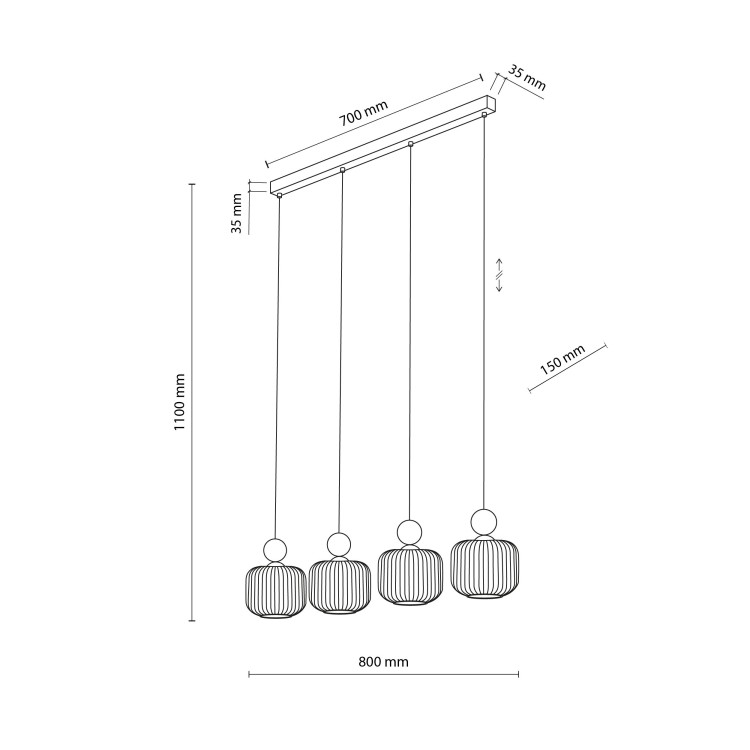 BALLO Lampa wisząca 4XE14 11051 TK Lighting  Biały