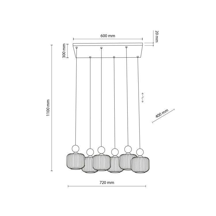 BALLO Lampa wisząca 6XE14 11052 TK Lighting Sabia Biały