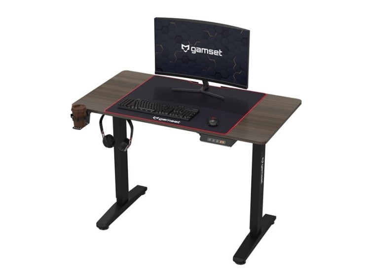 Biurko pneumatyczne gamingowe CONTROL 1.1 EKGS8108 GAMSET z regulacją wysokości dla dziecka i dorosłego do grania pracy siedzącej i stojącej szkoły lekcji ergonomia ergonomiczne stół gamingowy