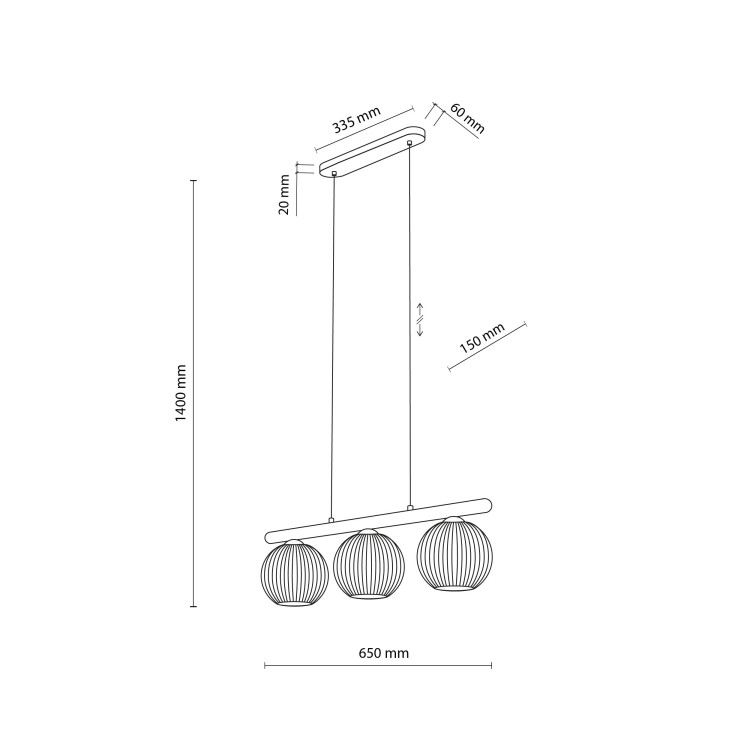VIRLO WHITE Lampa wisząca 3XE14 11079 TK Lighting  Biały