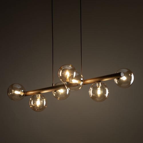 ESTERA WOOD ORZECH BURSZTYN Lampa wisząca 7XG9 11096 TK Lighting Brąz Bursztynowy
