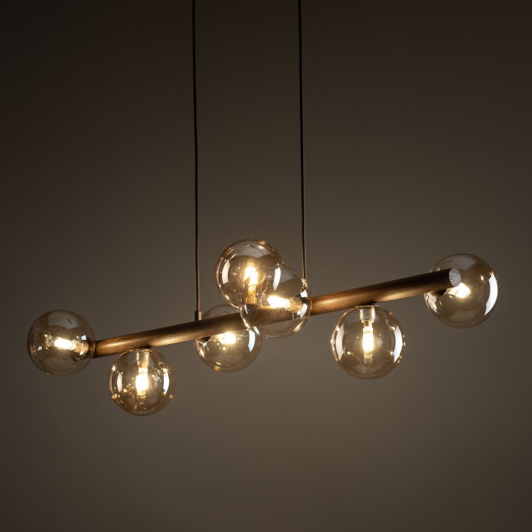 ESTERA WOOD ORZECH BURSZTYN Lampa wisząca 7XG9 11096 TK Lighting Brąz Bursztynowy