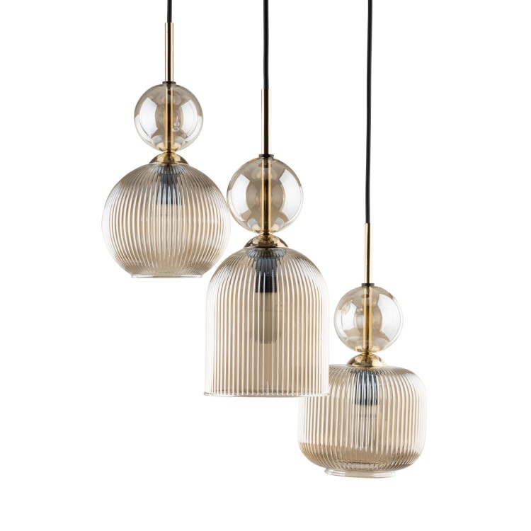 SOPHIA COGNAC Lampa wisząca 3XE14 11041 TK Lighting Czarny, Koniak Koniak Bursztyn