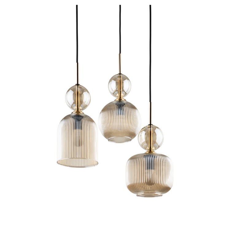 SOPHIA COGNAC Lampa wisząca 3XE14 11041 TK Lighting Czarny, Koniak Koniak Bursztyn