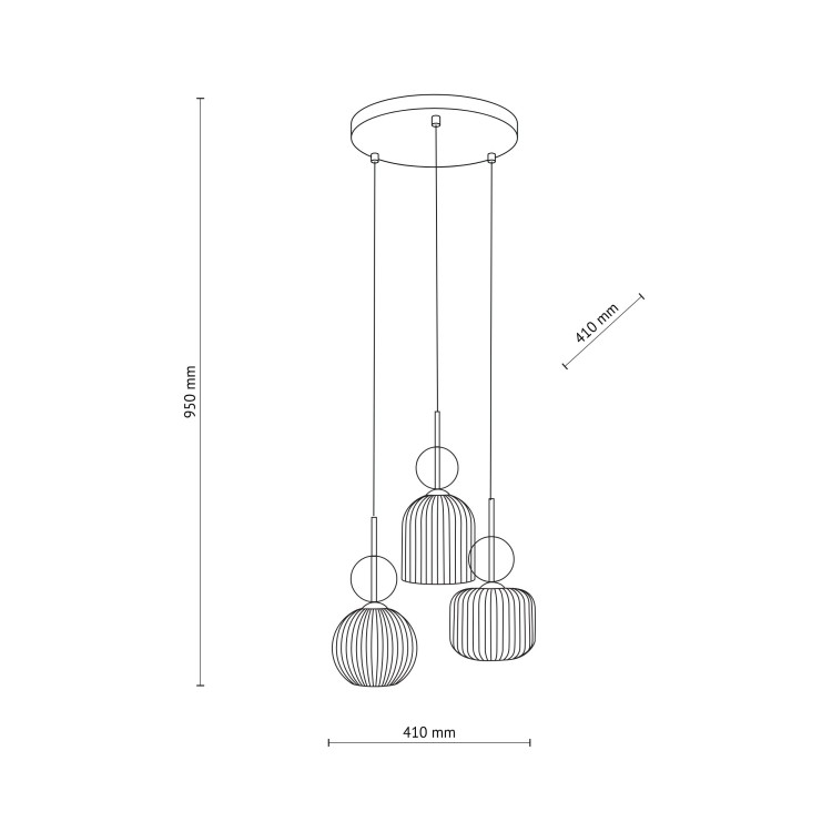 SOPHIA COGNAC Lampa wisząca 3XE14 11041 TK Lighting Czarny, Koniak Koniak Bursztyn