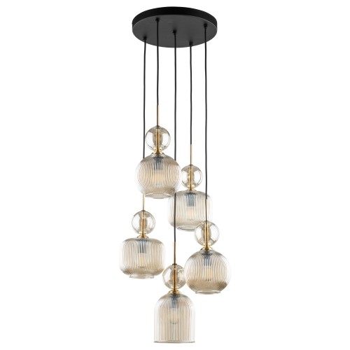SOPHIA COGNAC Lampa wisząca 5XE14 11043 TK Lighting Czarny, Koniak Koniak Bursztyn