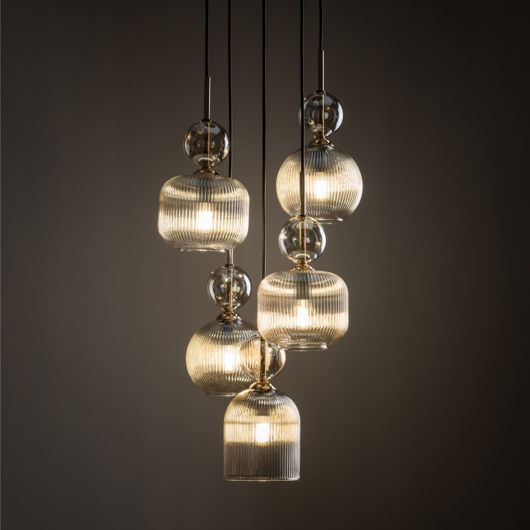 SOPHIA COGNAC Lampa wisząca 5XE14 11043 TK Lighting Czarny, Koniak Koniak Bursztyn