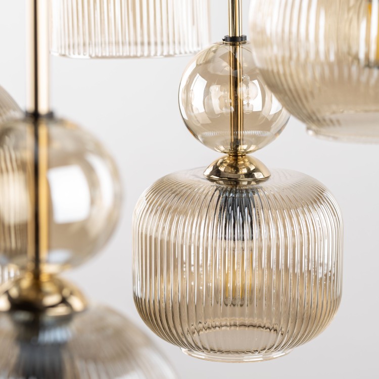SOPHIA COGNAC Lampa wisząca 5XE14 11043 TK Lighting Czarny, Koniak Koniak Bursztyn