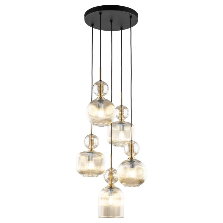 SOPHIA COGNAC Lampa wisząca 5XE14 11043 TK Lighting Czarny, Koniak Koniak Bursztyn
