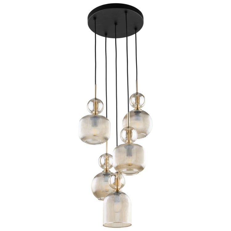 SOPHIA COGNAC Lampa wisząca 5XE14 11043 TK Lighting Czarny, Koniak Koniak Bursztyn