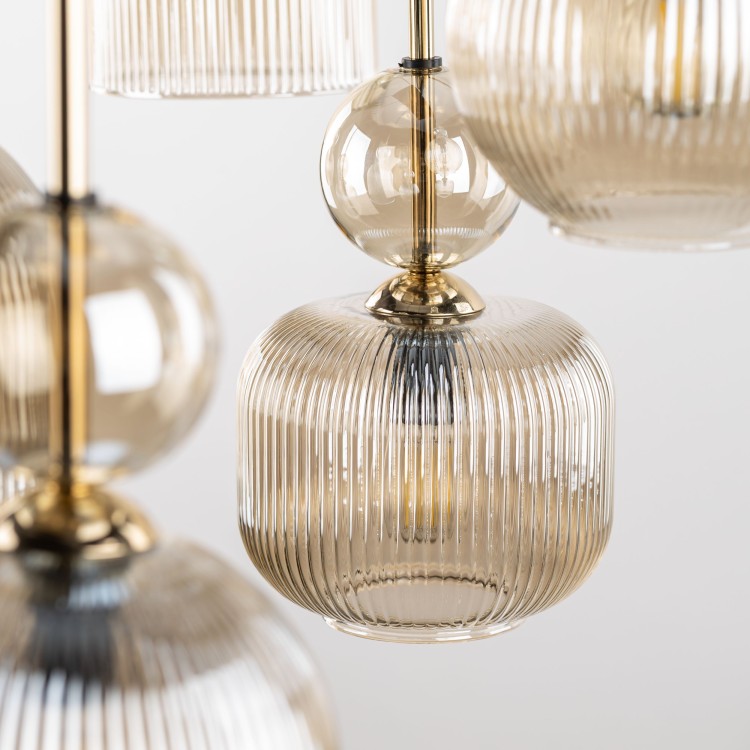 SOPHIA COGNAC Lampa wisząca 8XE14 11045 TK Lighting Czarny, Koniak Koniak Bursztyn