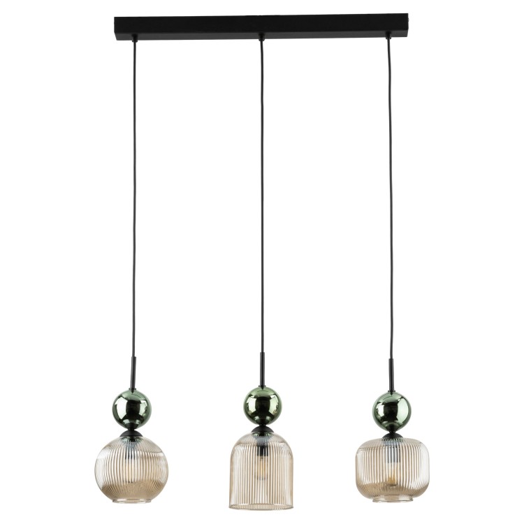 SOPHIA GREEN COGNAC Lampa wisząca 3XE14 11147 TK Lighting Czarny, Zielony Koniak