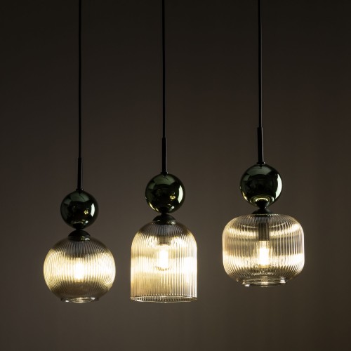 SOPHIA GREEN COGNAC Lampa wisząca 3XE14 11147 TK Lighting Czarny, Zielony Koniak