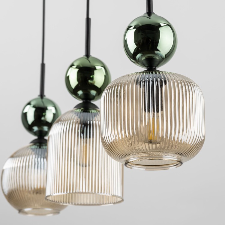 SOPHIA GREEN COGNAC Lampa wisząca 3XE14 11147 TK Lighting Czarny, Zielony Koniak