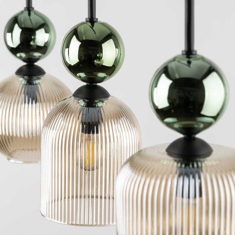 SOPHIA GREEN COGNAC Lampa wisząca 3XE14 11147 TK Lighting Czarny, Zielony Koniak