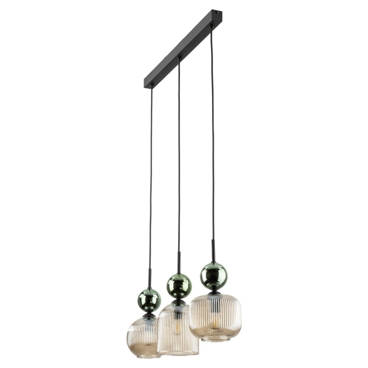 SOPHIA GREEN COGNAC Lampa wisząca 3XE14 11147 TK Lighting Czarny, Zielony Koniak