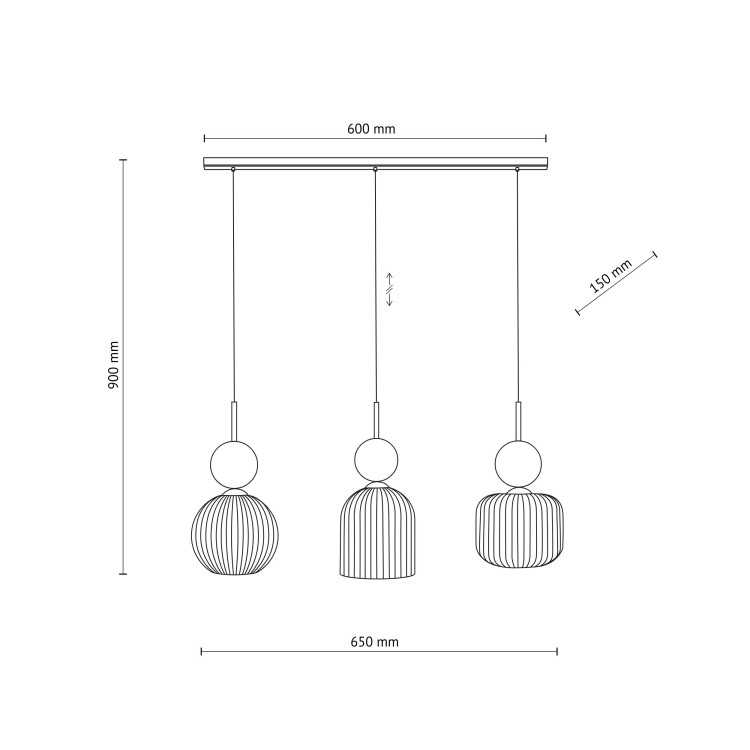 SOPHIA GREEN COGNAC Lampa wisząca 3XE14 11147 TK Lighting Czarny, Zielony Koniak