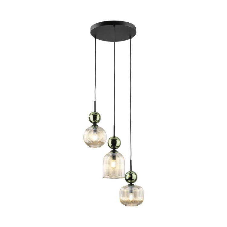 SOPHIA GREEN COGNAC Lampa wisząca 3XE14 11148 TK Lighting Czarny, Zielony Koniak