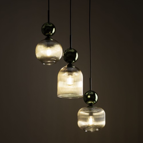 SOPHIA GREEN COGNAC Lampa wisząca 3XE14 11148 TK Lighting Czarny, Zielony Koniak
