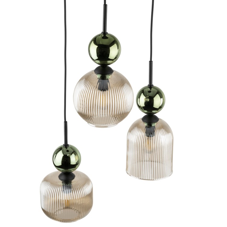SOPHIA GREEN COGNAC Lampa wisząca 3XE14 11148 TK Lighting Czarny, Zielony Koniak