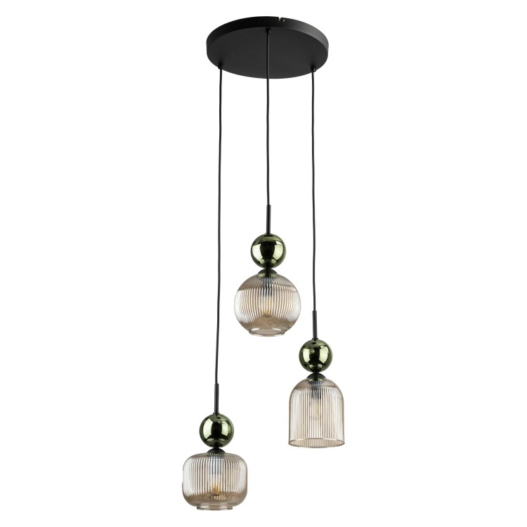 SOPHIA GREEN COGNAC Lampa wisząca 3XE14 11148 TK Lighting Czarny, Zielony Koniak