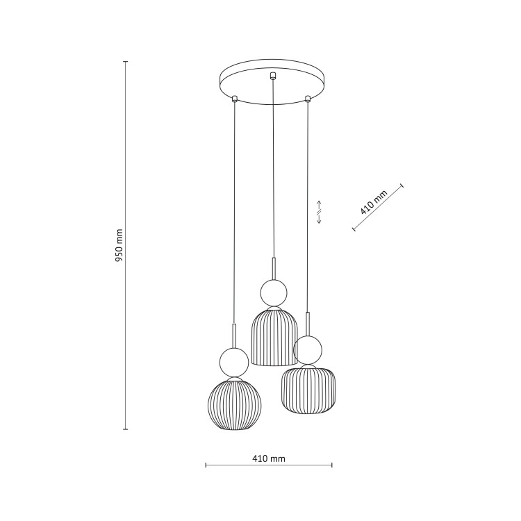 SOPHIA GREEN COGNAC Lampa wisząca 3XE14 11148 TK Lighting Czarny, Zielony Koniak