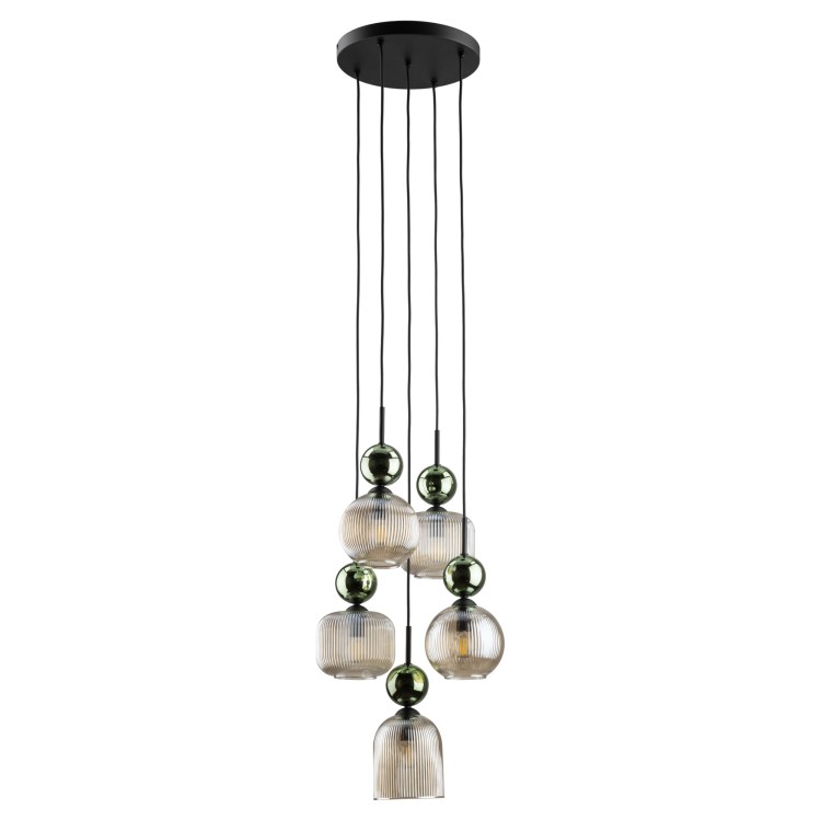 SOPHIA GREEN COGNAC Lampa wisząca 5XE14 11149 TK Lighting Czarny, Zielony