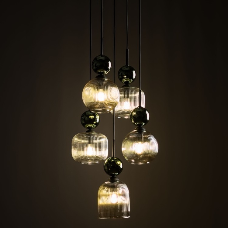 SOPHIA GREEN COGNAC Lampa wisząca 5XE14 11149 TK Lighting Czarny, Zielony